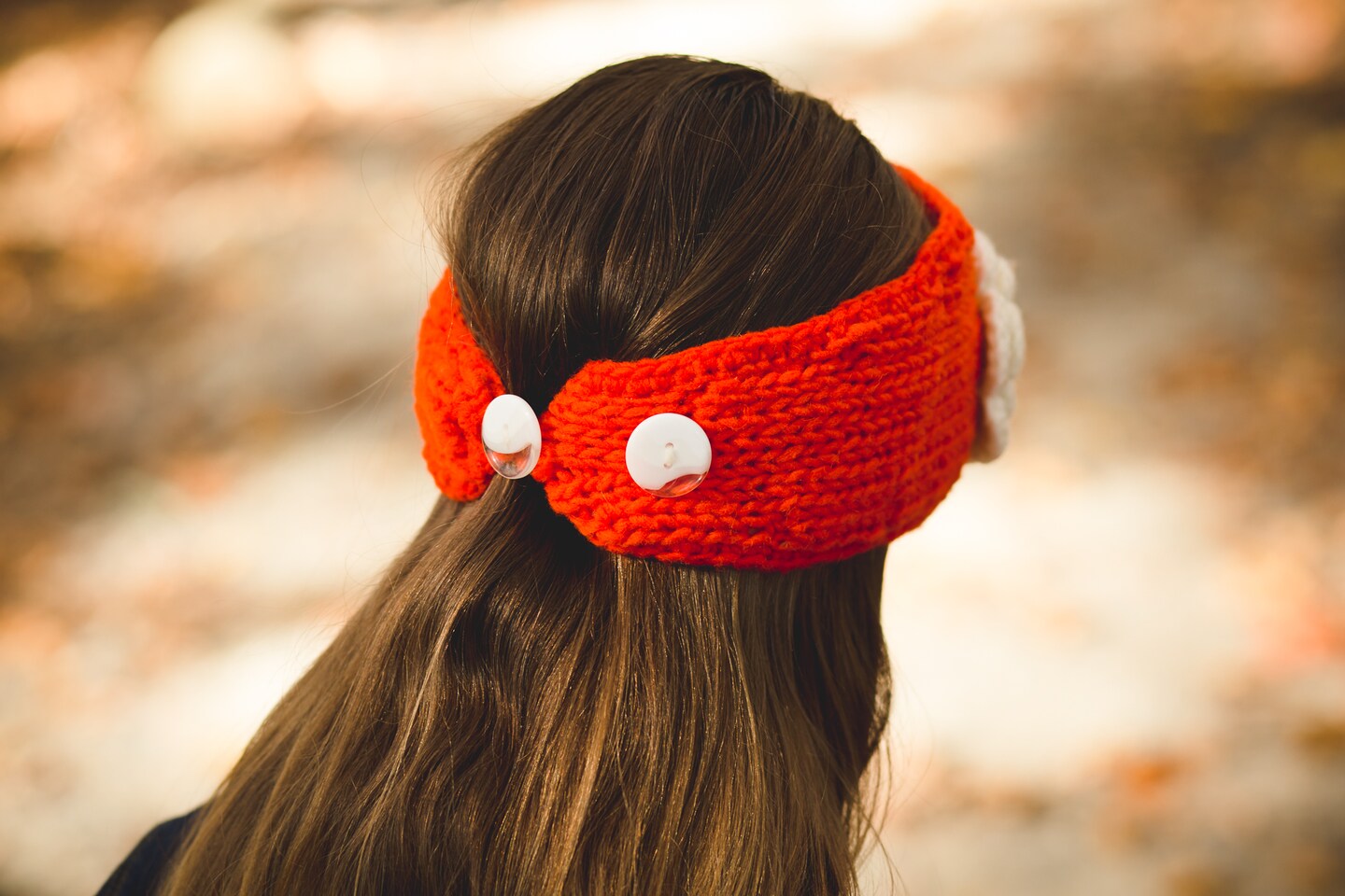 French Knot Orange Wool Floral Embroidered Beaded Headband‎ Ear Warmer Boho NWT French Knot Orange Wool Floral Embroidered Beaded Headband  main image 4