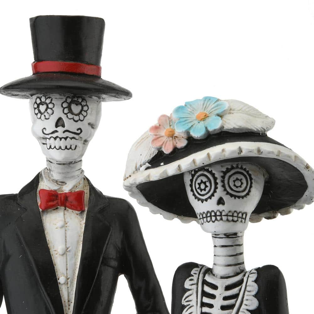 13 Inch Black Outfitted Skeleton Couple for Halloween