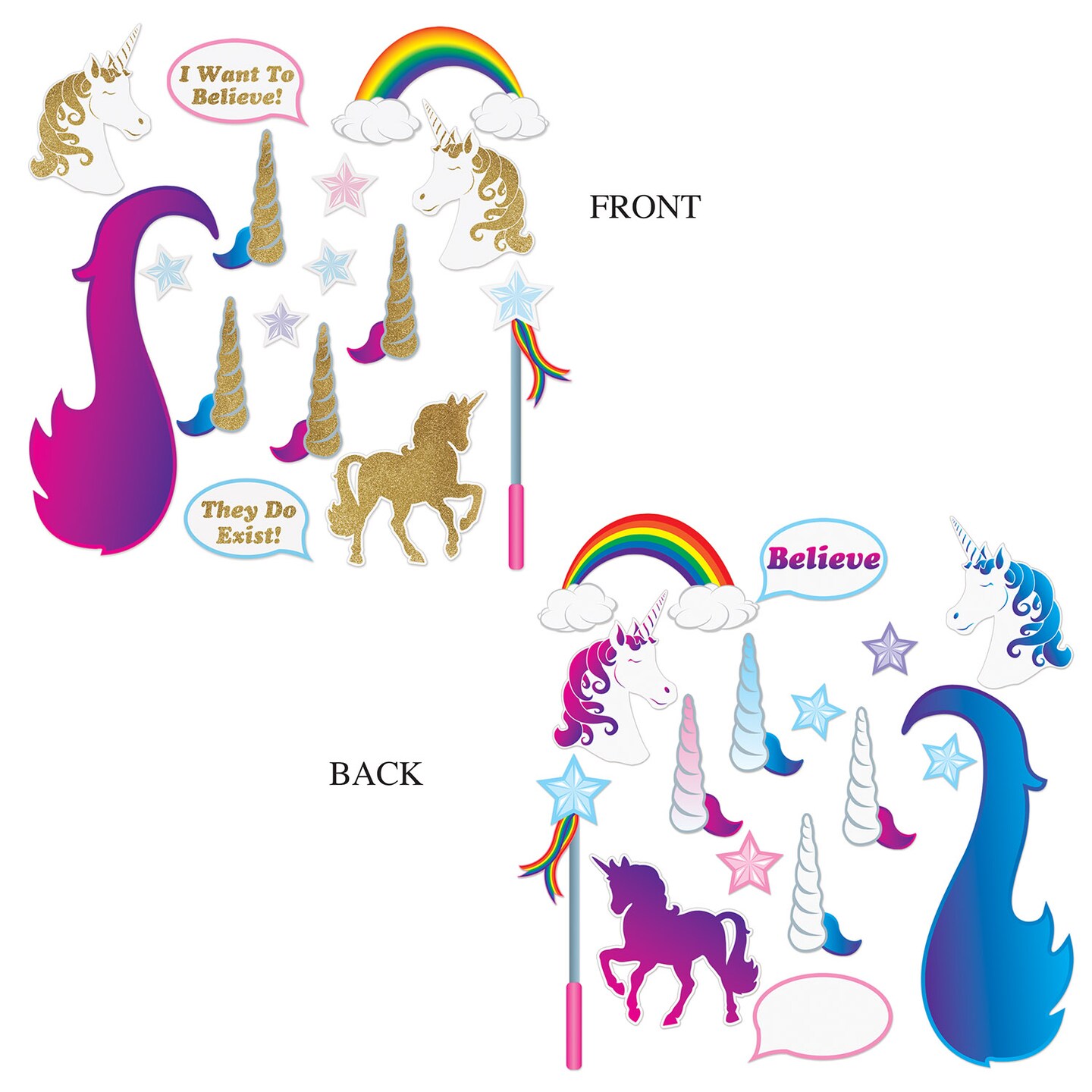 Beistle 3in.-19in. Unicorn Glittered Photo Fun Signs - 12 Pack