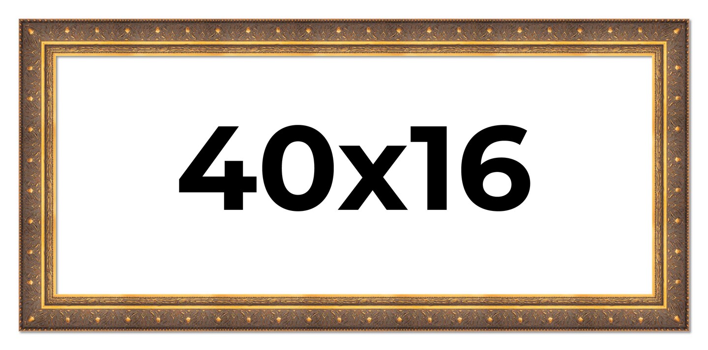 Panoramic Museum Gold Picture Frame - UV Acrylic, Foam Board Backing, Hanging Hardware