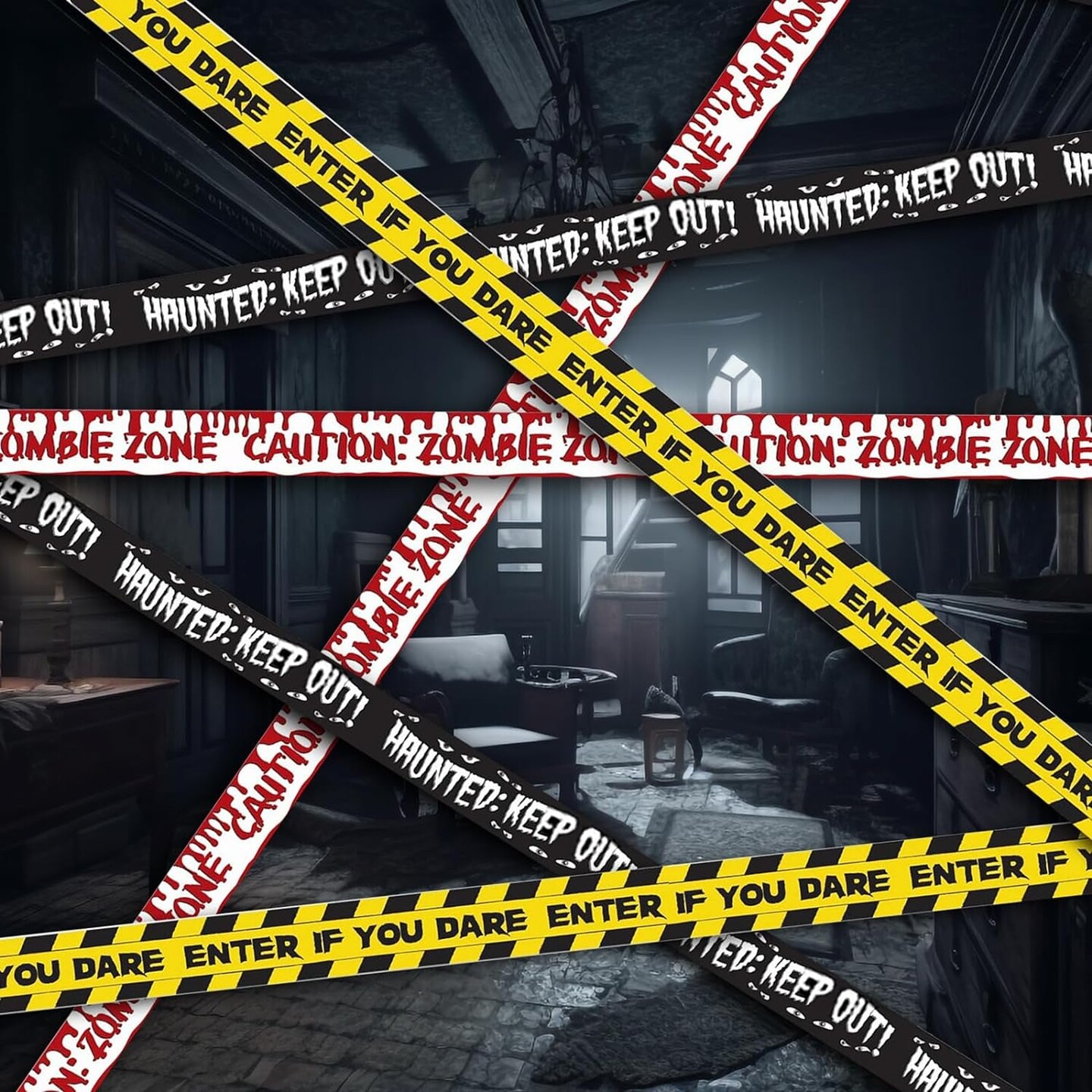 Halloween Zombie Caution Tape &#x26; Zombie Posters Pack, Fright Tape Bundle for Zombie Party or Halloween Party