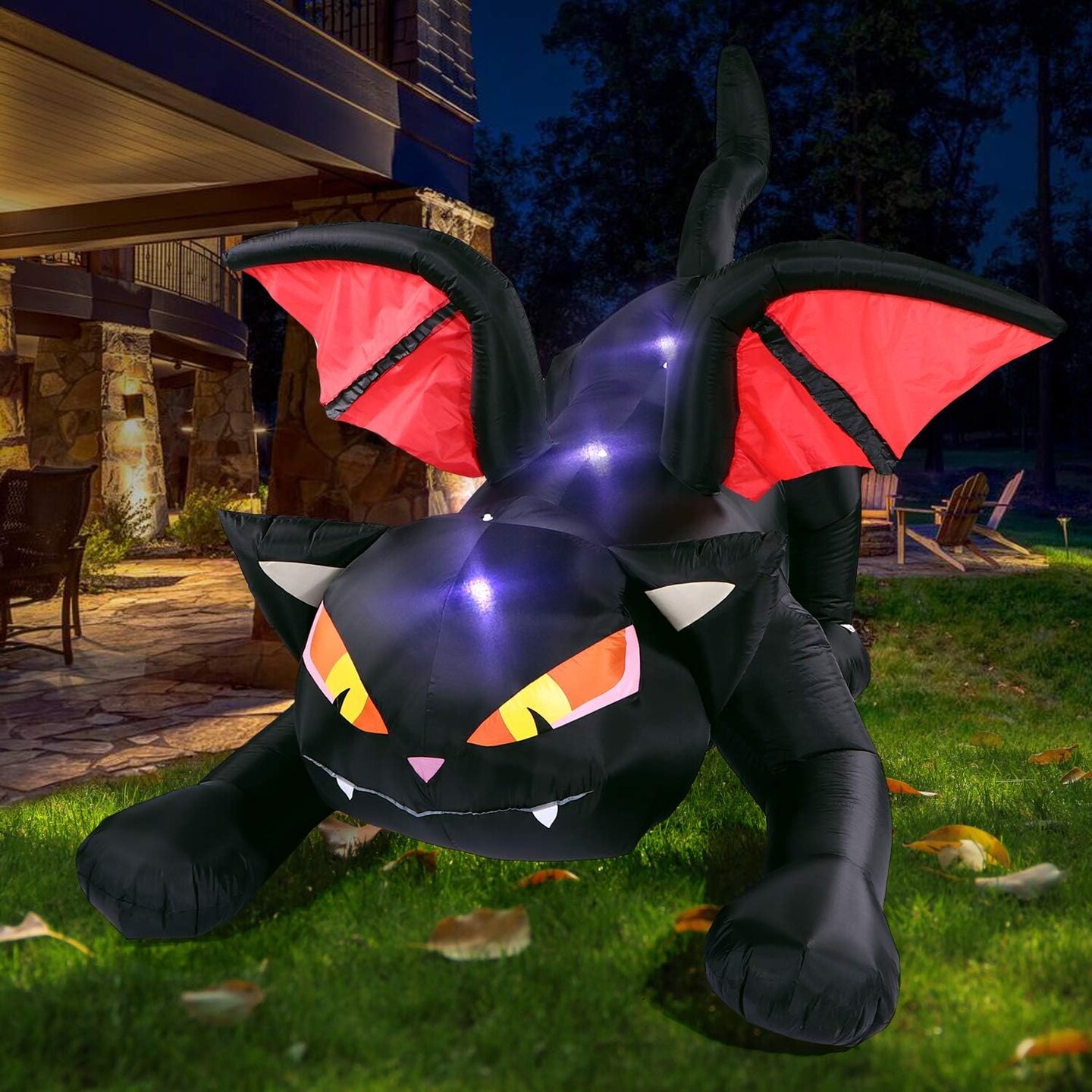 Halloween Decorations Inflatable Outdoor Lighted Black Cat with Wings