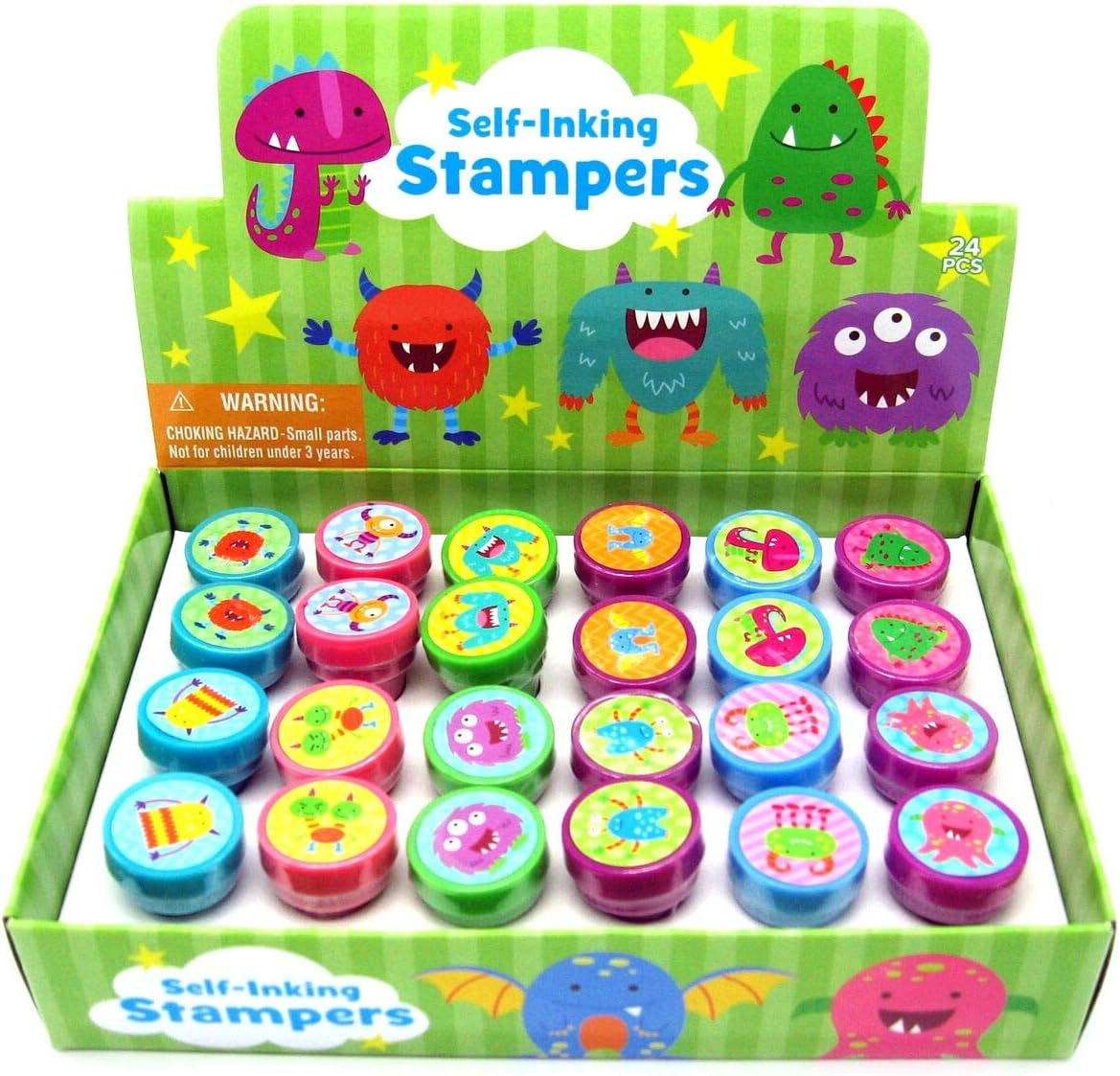 TINYMILLS 24 Pcs Monster Stampers for Kids Halloween Party Favors For Kids Goodie Bag Stuffers Trick or Treat Hand Outs Rewards Prizes