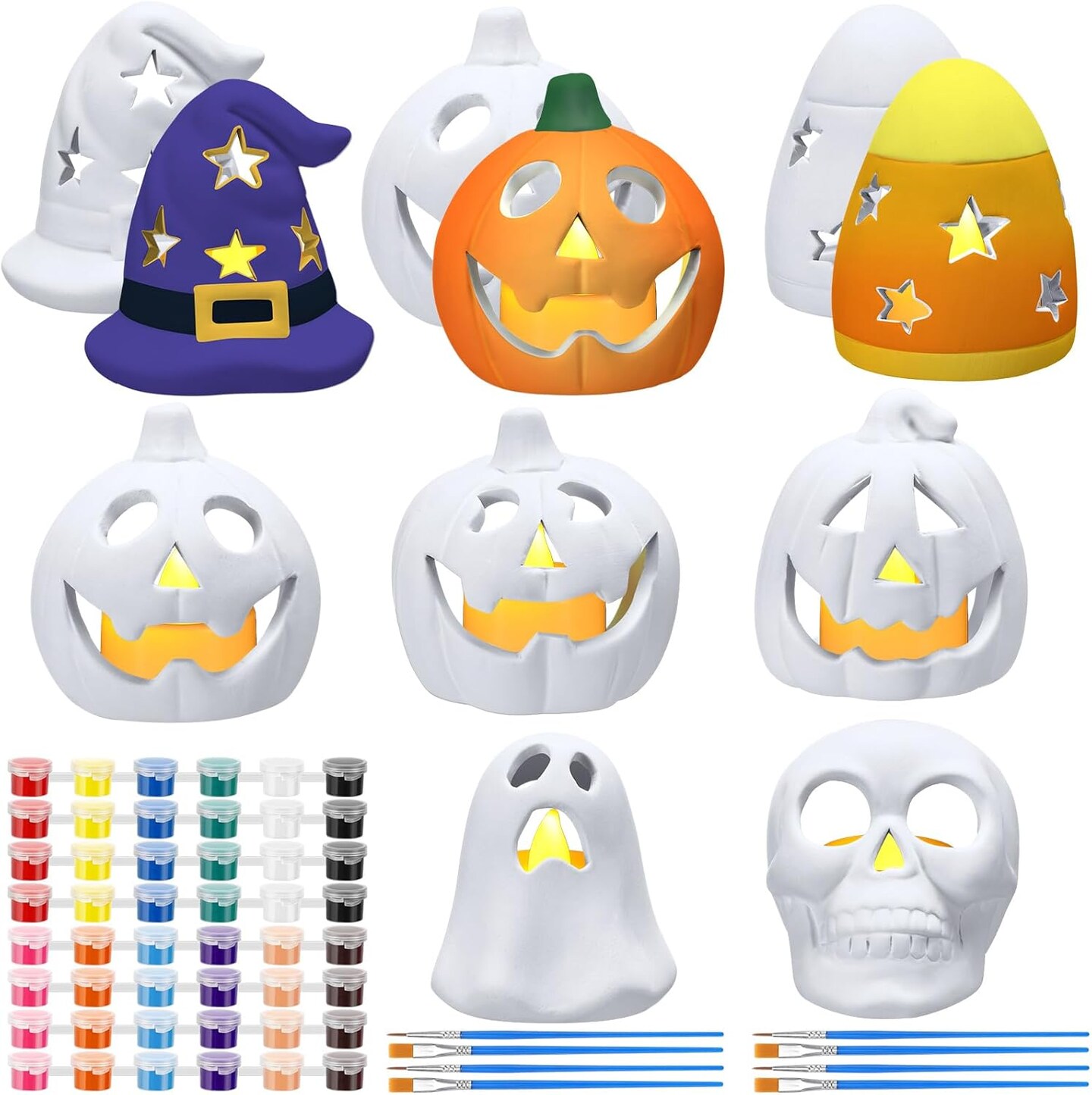 8 Set DIY Ceramic Halloween Lanterns Figurines Paint Craft Kit