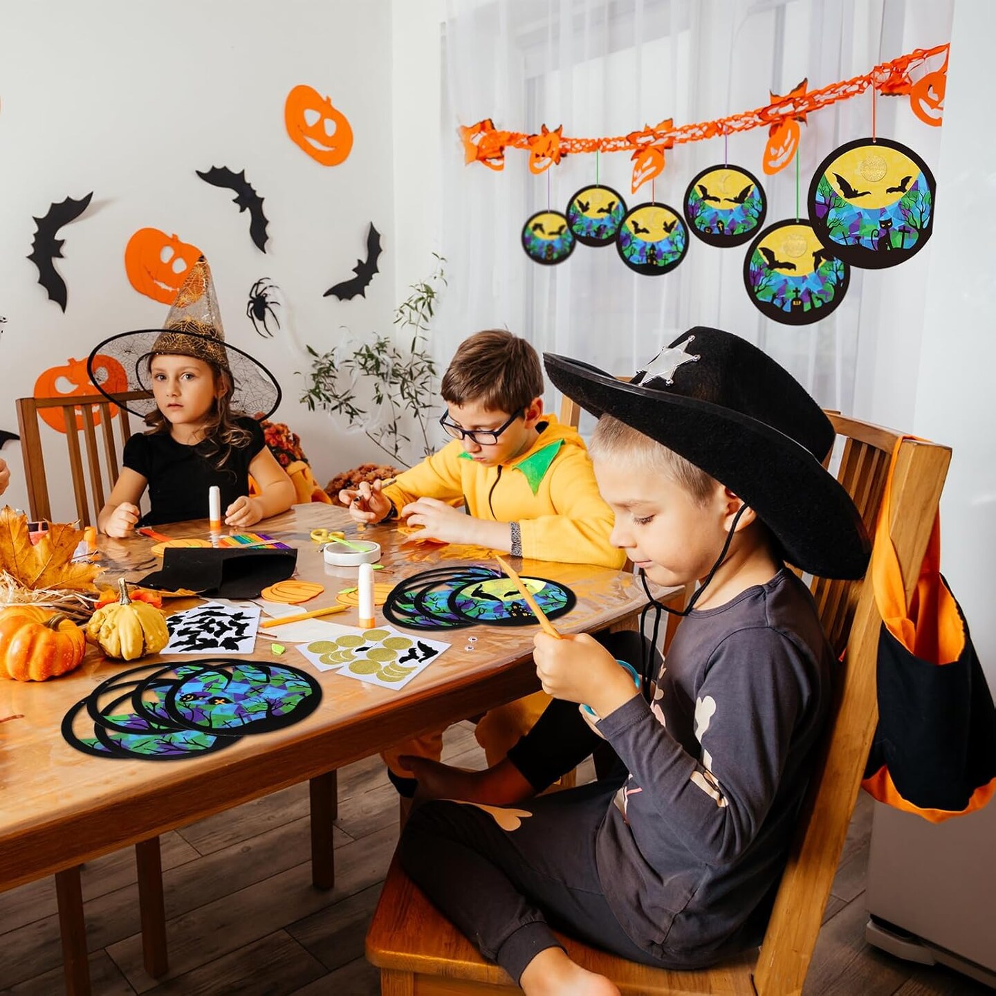 24 Sets Halloween Bat Tissue Sign Craft Kit for Kids