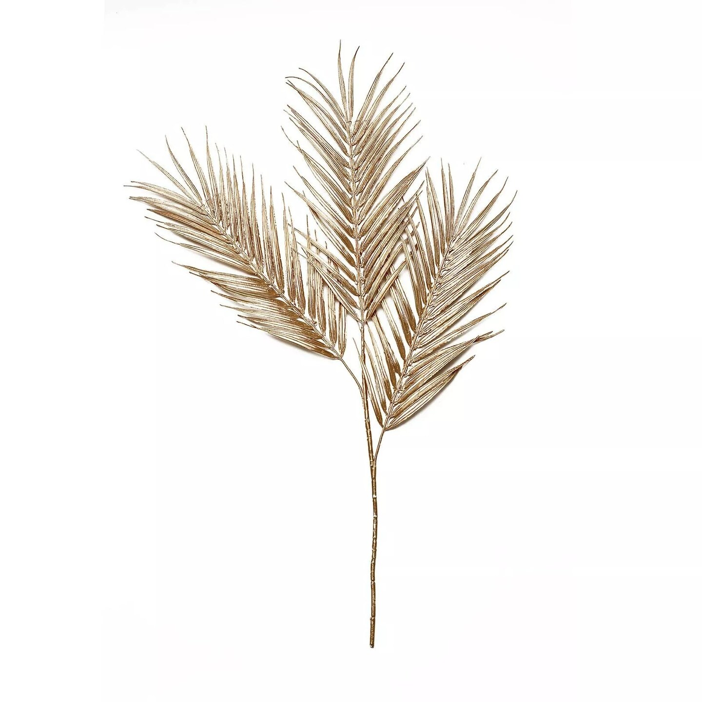 2 Gold 32&#x22; Metallic Artificial Palm Tropical Leaves Sprays Party Decorations