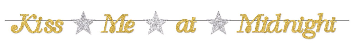 Beistle 6½in. x 8Feet Standard Kiss Me At Midnight Streamer - 12 Pack
