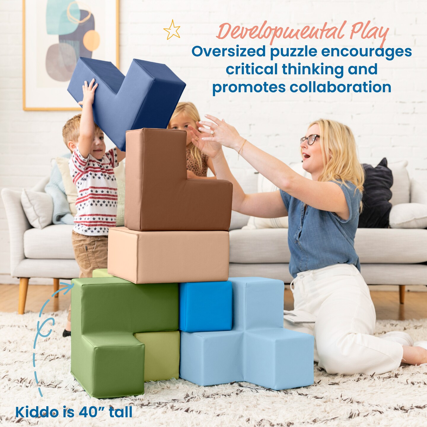 Brainy Building Blocks, Foam Puzzle, 7-Piece