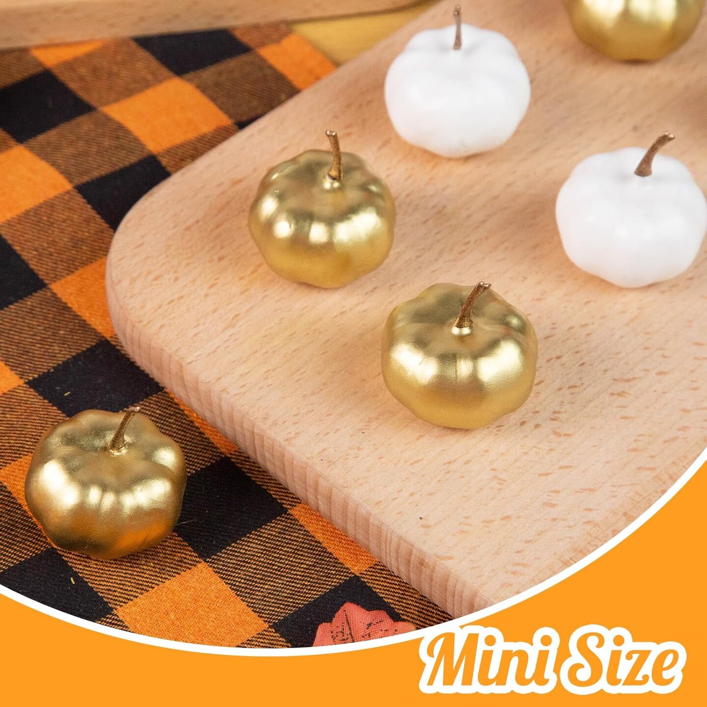 Artificial Pumpkins Bulk Gold and White Mini Foam Pumpkins for Fall Thanksgiving Table Decor