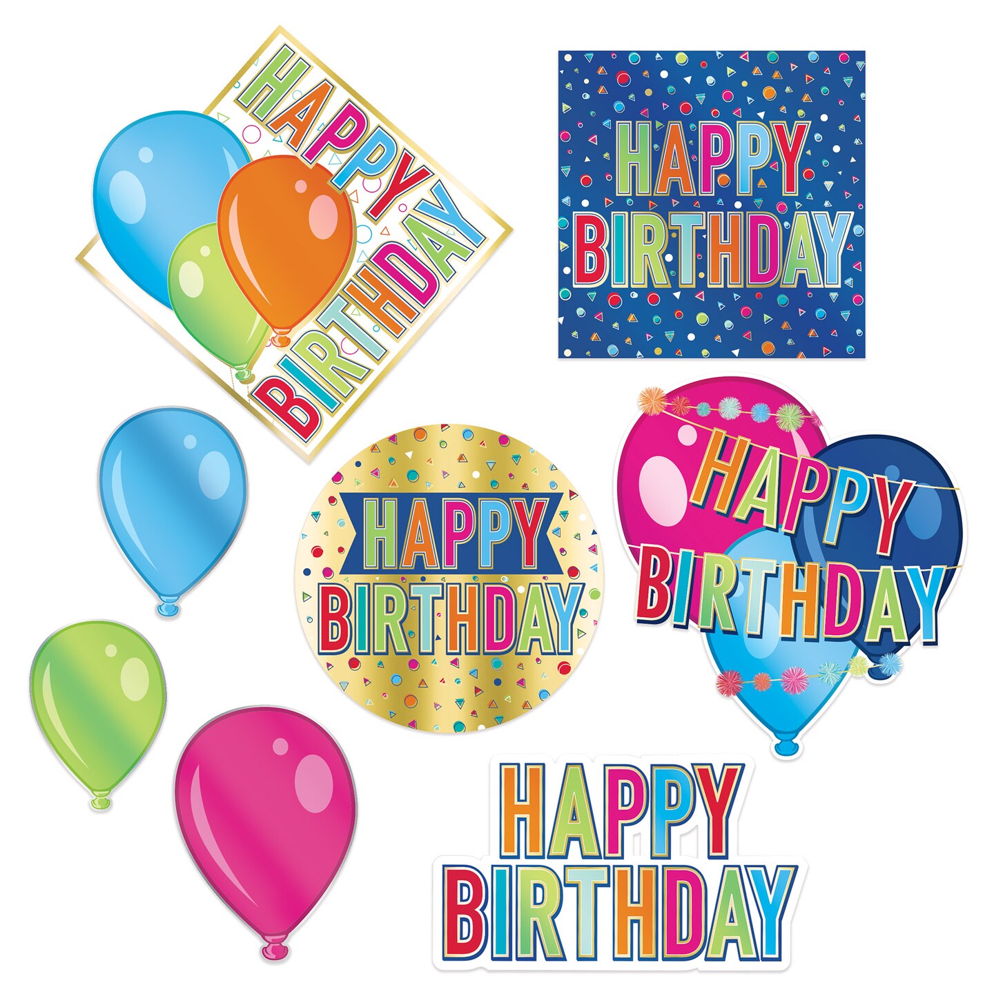 Beistle 3&#xBE;in.-10&#xBC;in. Foil Happy Birthday Cutouts - 12 Pack