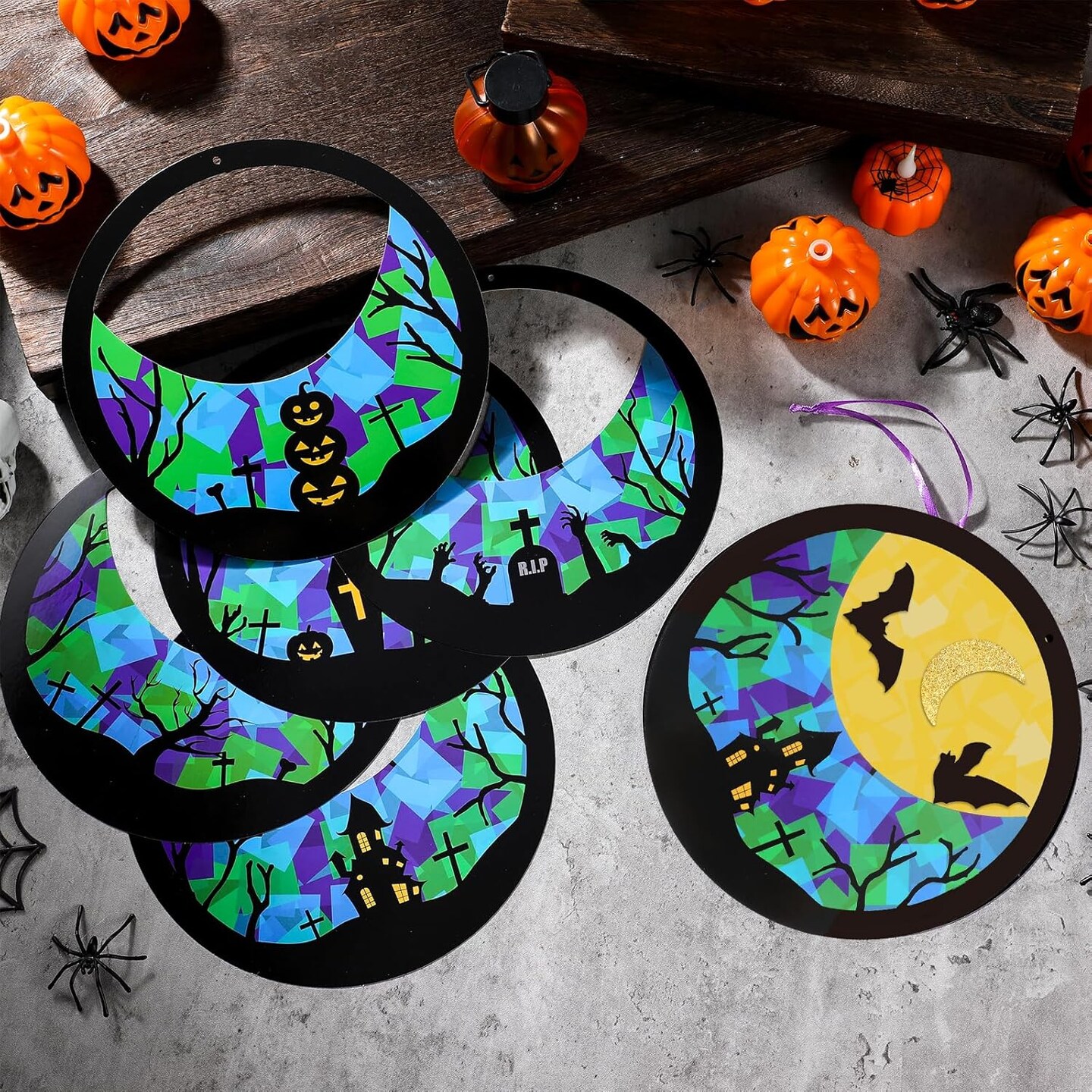 24 Sets Halloween Bat Tissue Sign Craft Kit for Kids