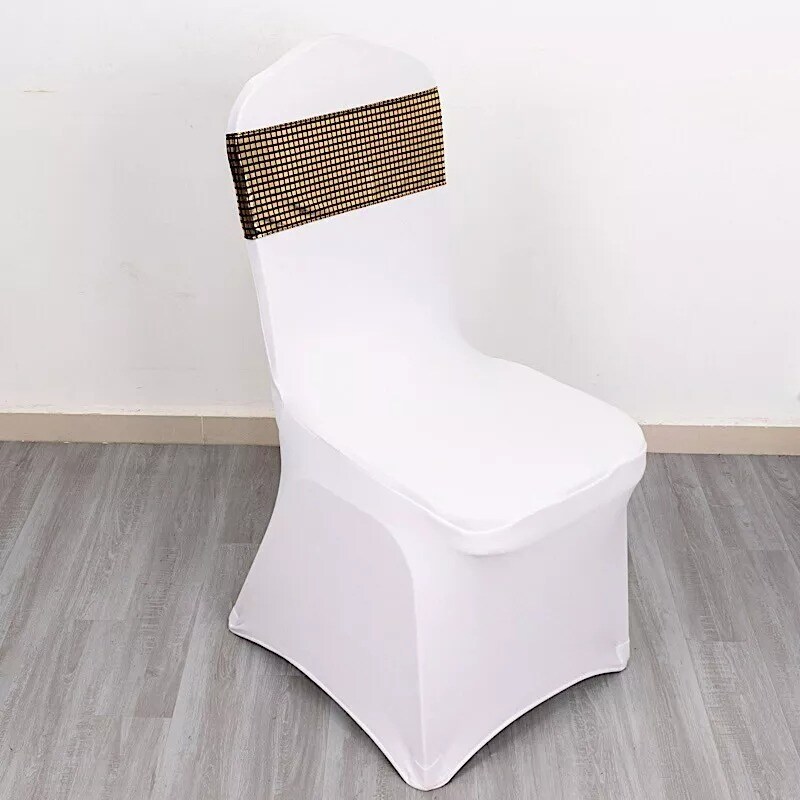 5 Black Gold Polyester Chair Sashes Mirror Foil Design Party Events Decorations