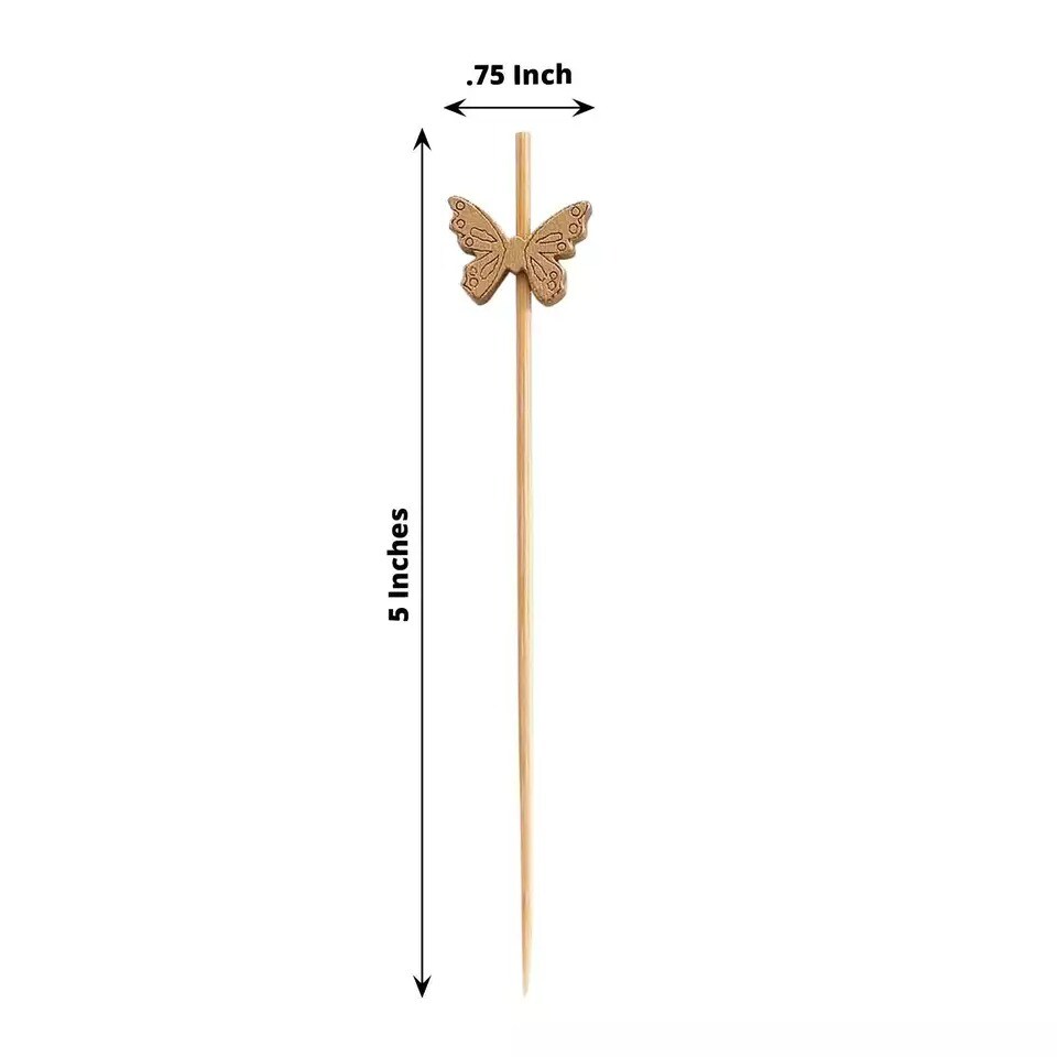 100 Natural Biodegradable Butterfly Cocktail Sticks Party Events Decorations