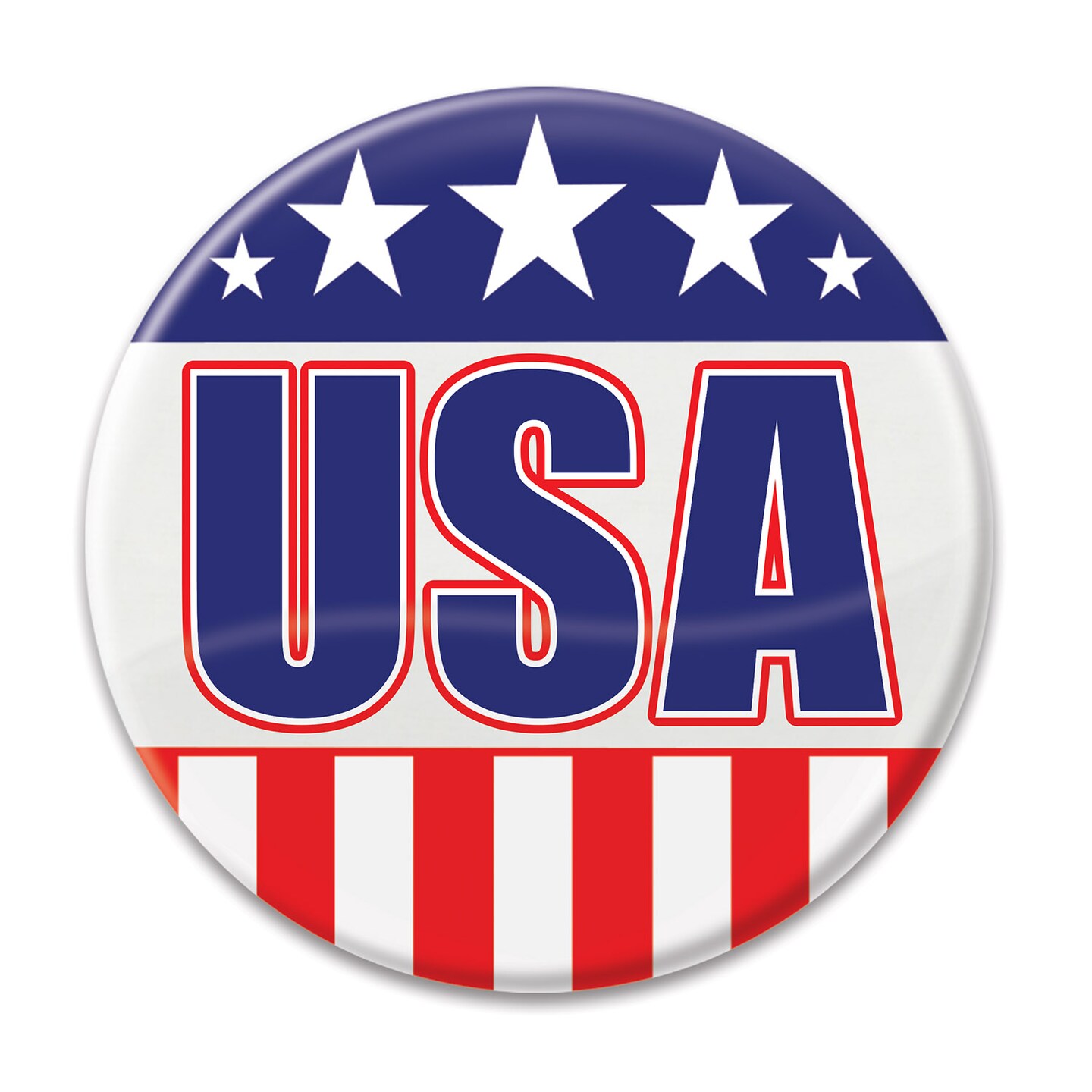 Beistle 2in. USA Button - 6 Pack