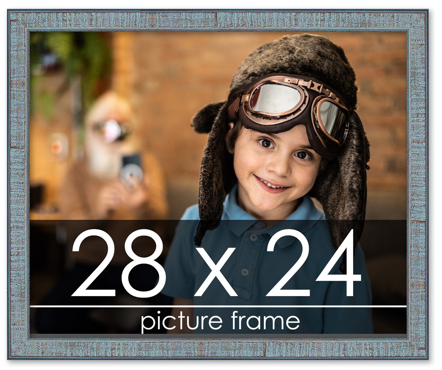 24x28 Textured Picture Frame with UV-Resistant Acrylic & Acid Free Backing, Available in 6 Finishes - Black, Blue, Brown, Gold, Grey, and White