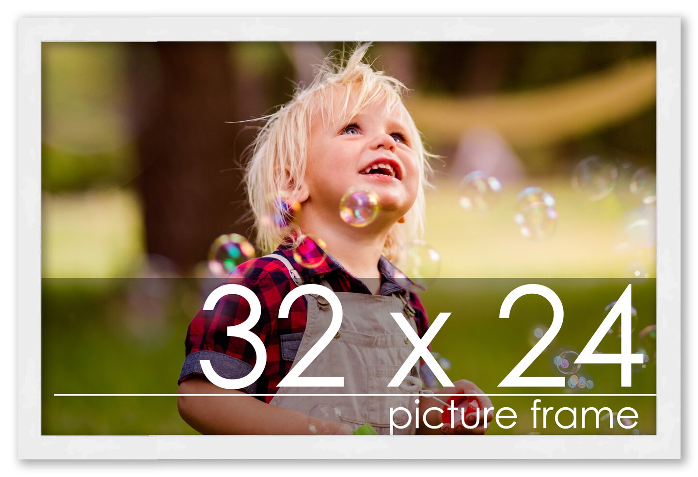 32x24 Solid Wood Picture Frame with UV-Resistant Acrylic & Acid-Free Backing, Available in 6 Finishes: Matte Black, Matte White, Metallic Bronze, Silver, Natural Wood Grain & Mahogany