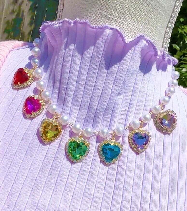 Rainbow crystal heart, Rainbow Heart Charm, LGBTQ , Pride Necklace, Friendship Gift, Rainbow Necklace