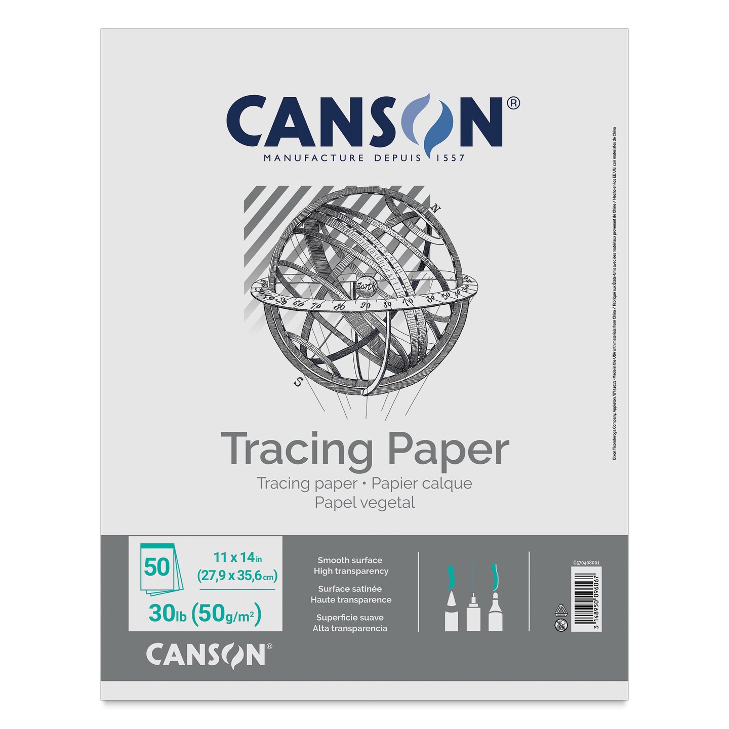 Canson Foundation Tracing Pad - 11&#x22; x 14&#x22;, Portrait, 50 Sheets