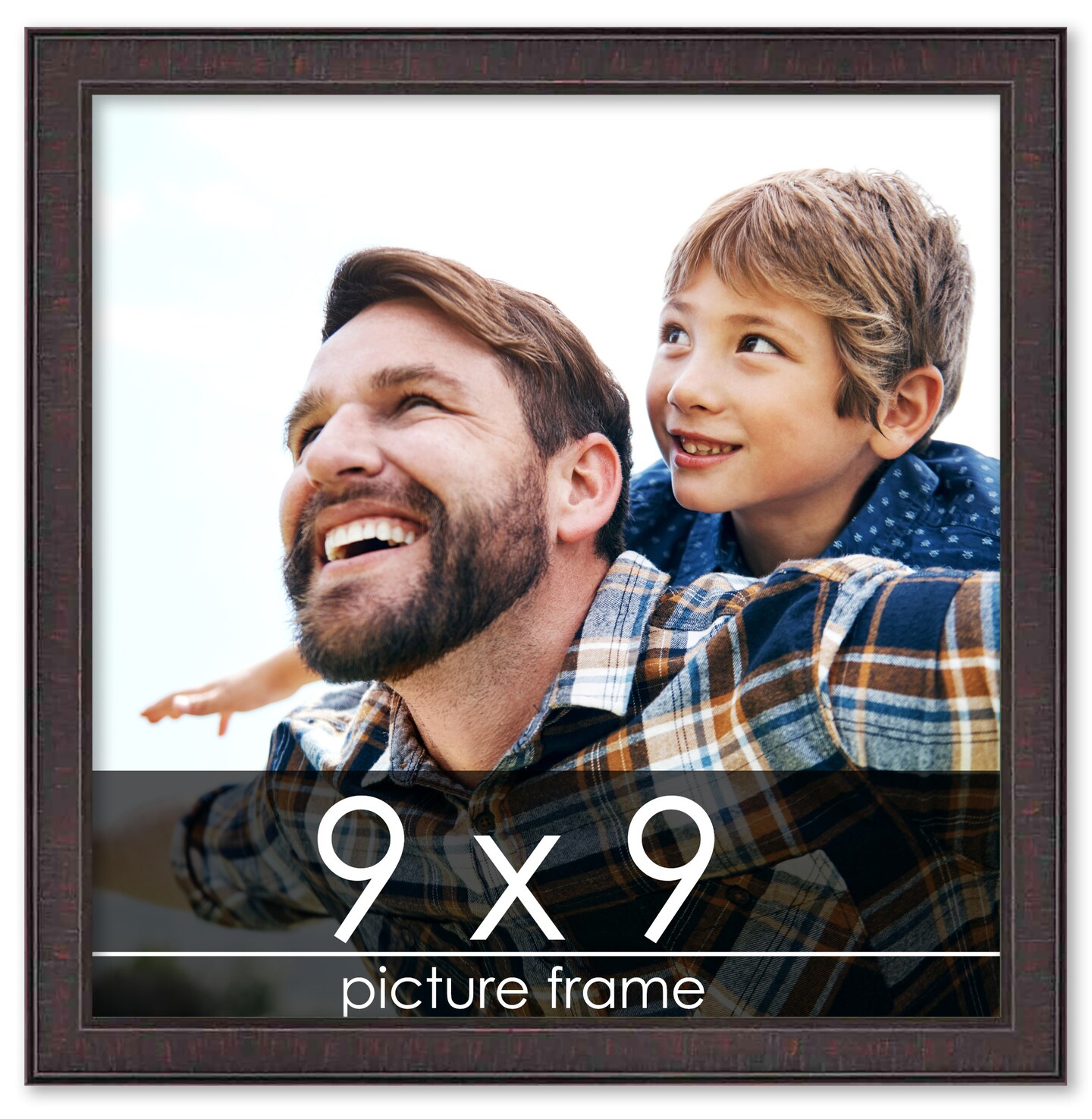 Square Textured Brown Picture Frame - UV Acrylic, Foam Board Backing, Hanging Hardware