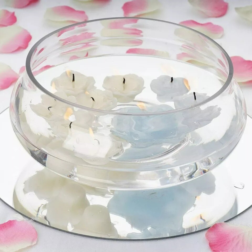 6 pcs 7&#x22; wide Floating Candle GLASS HOLDER BOWLS VASES Wedding Centerpieces
