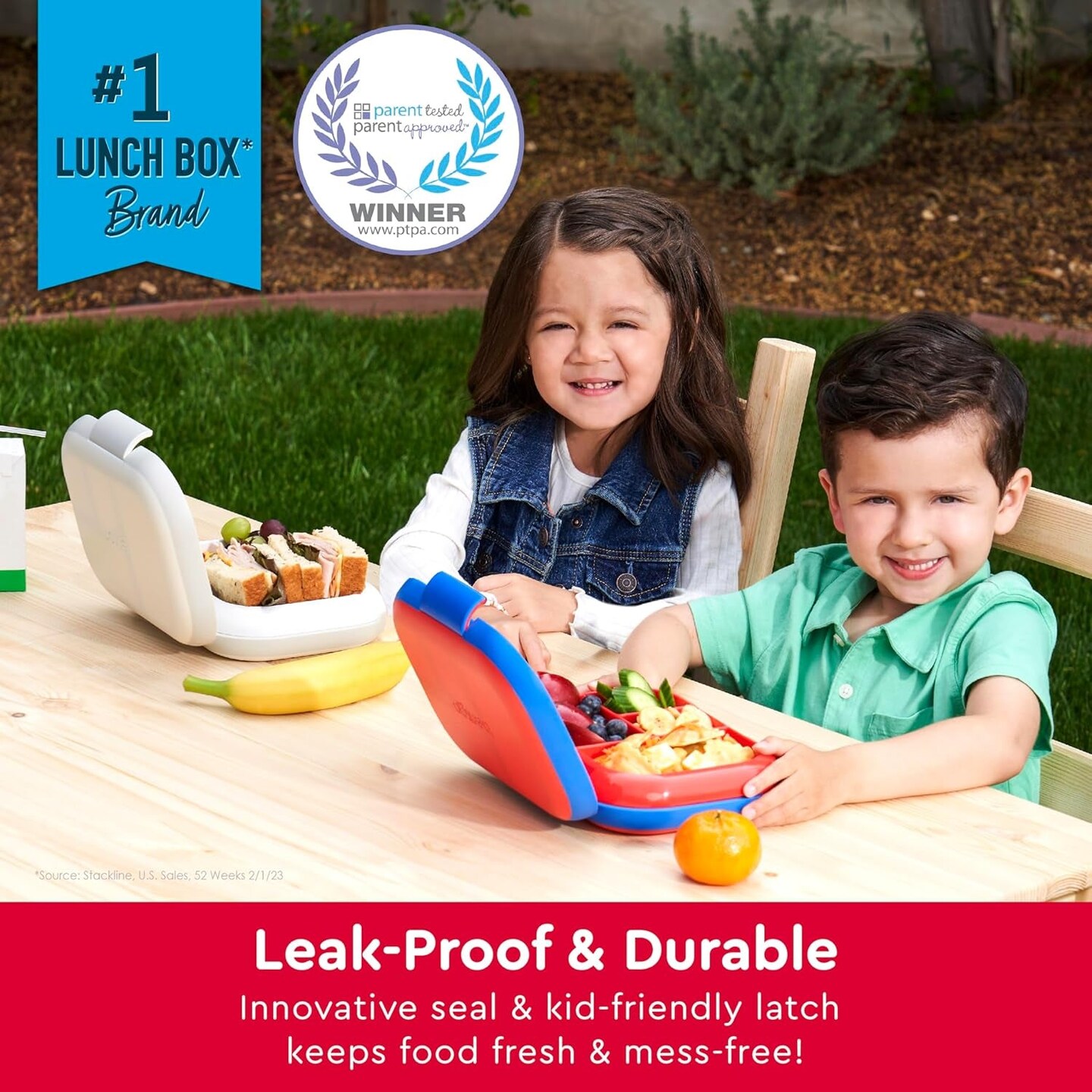 &#xAE; Kids Chill Leak-Proof Lunch Box - Included Reusable Ice Pack Keeps Food Cold; 4-Compartment Bento Lunch Container; Microwave &#x26; Dishwasher Safe; 2 Year Manufacturer Warranty (Gray)
