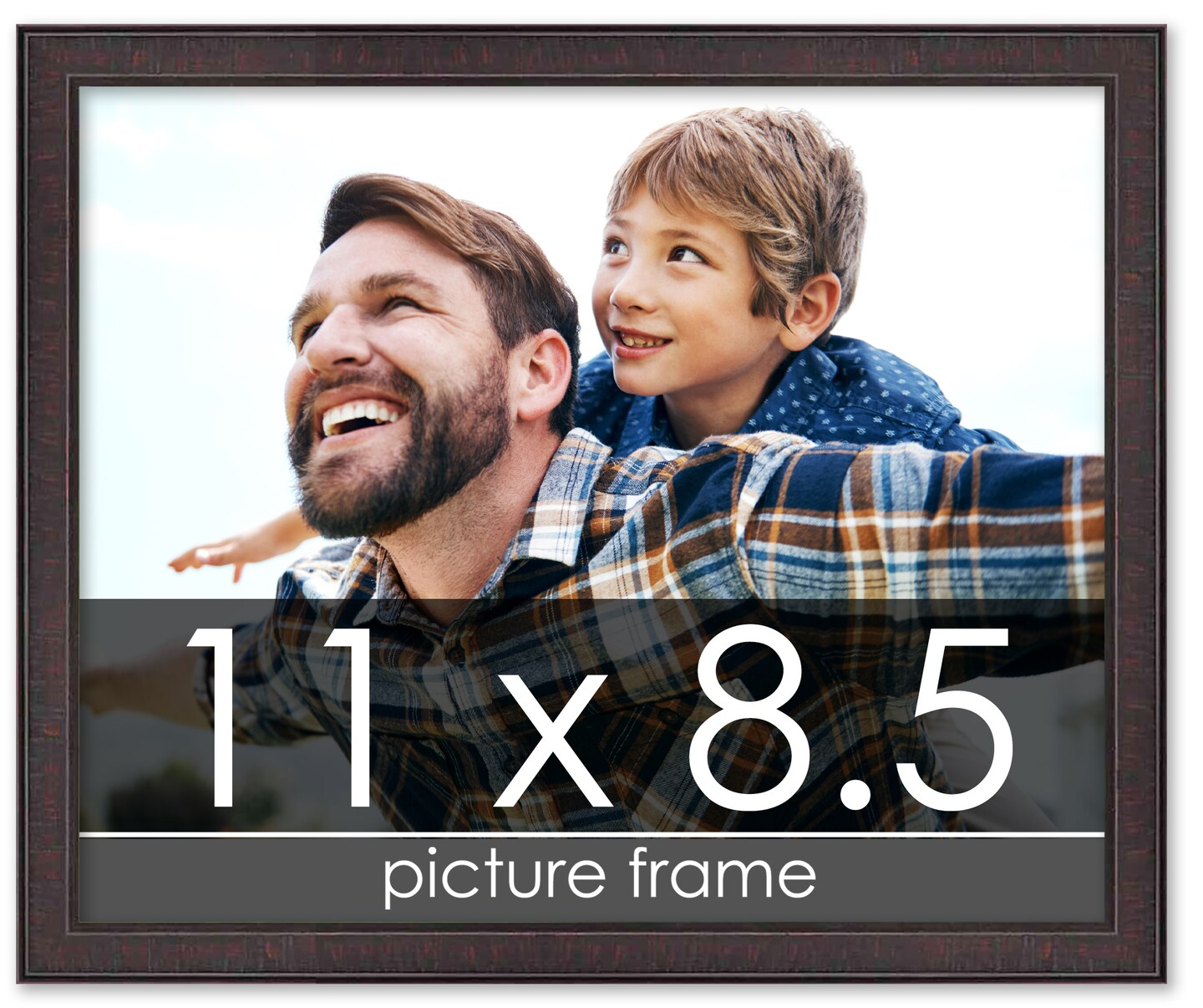 Photo Size Textured Brown Picture Frame - UV Acrylic, Foam Board Backing, Hanging Hardware