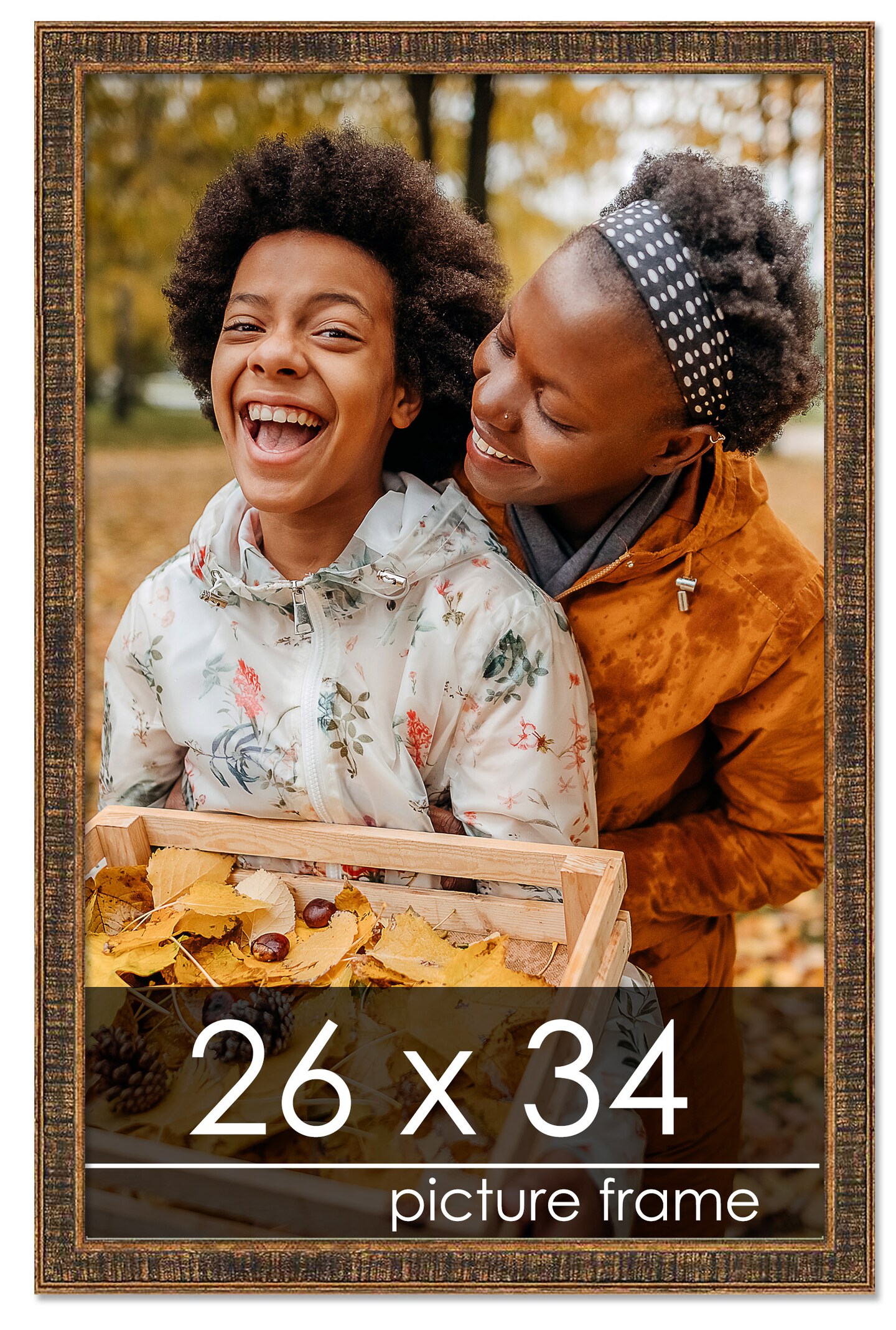 Textured Gold Picture Frame - UV Acrylic, Foam Board Backing, Hanging Hardware