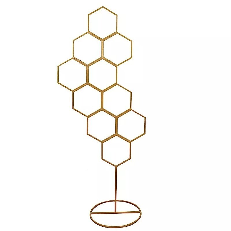 6 ft Gold Honeycomb Metal Floral Display Frame Wedding Arch Backdrop Stand Party