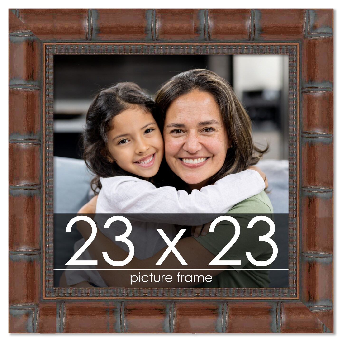 23x23 Brown Wide Bamboo Picture Frame - UV Acrylic, Foam Board