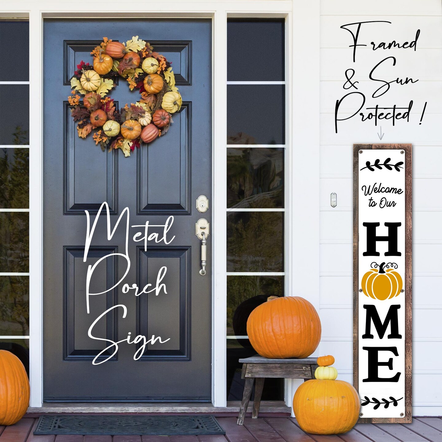 Deals Pumpkin welcome sign, metal