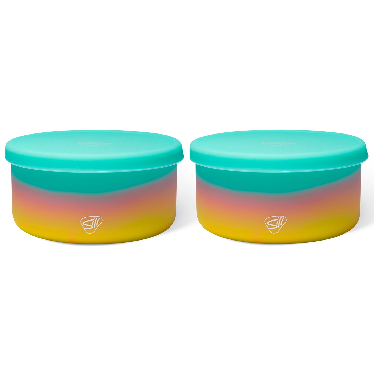Silipint: Silicone 30oz Lidded Bowls: 2 Pack Aurora -Unbreakable, Flexible, Microwave-Oven-Dishwasher, Non-Slip