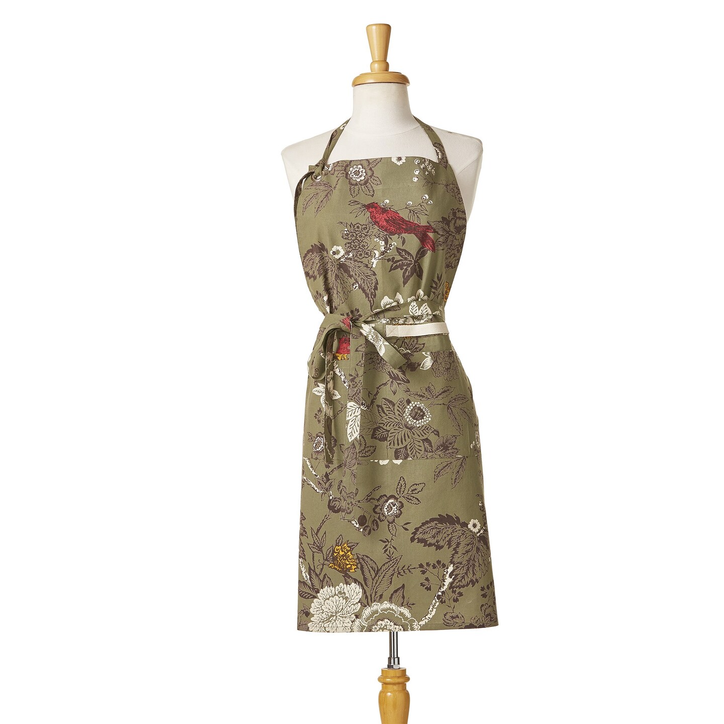 Autumn Toile Cooking Baking Apron Cotton Machine Wash, One Size Fits Most, Green