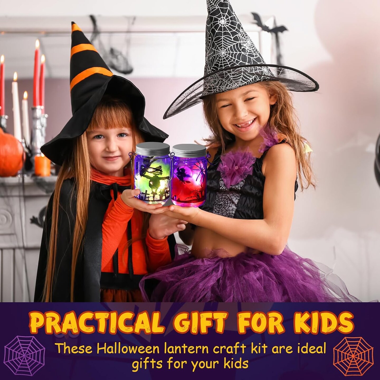 6 Set DIY Lantern Jar Halloween Crafts Kit for Kids