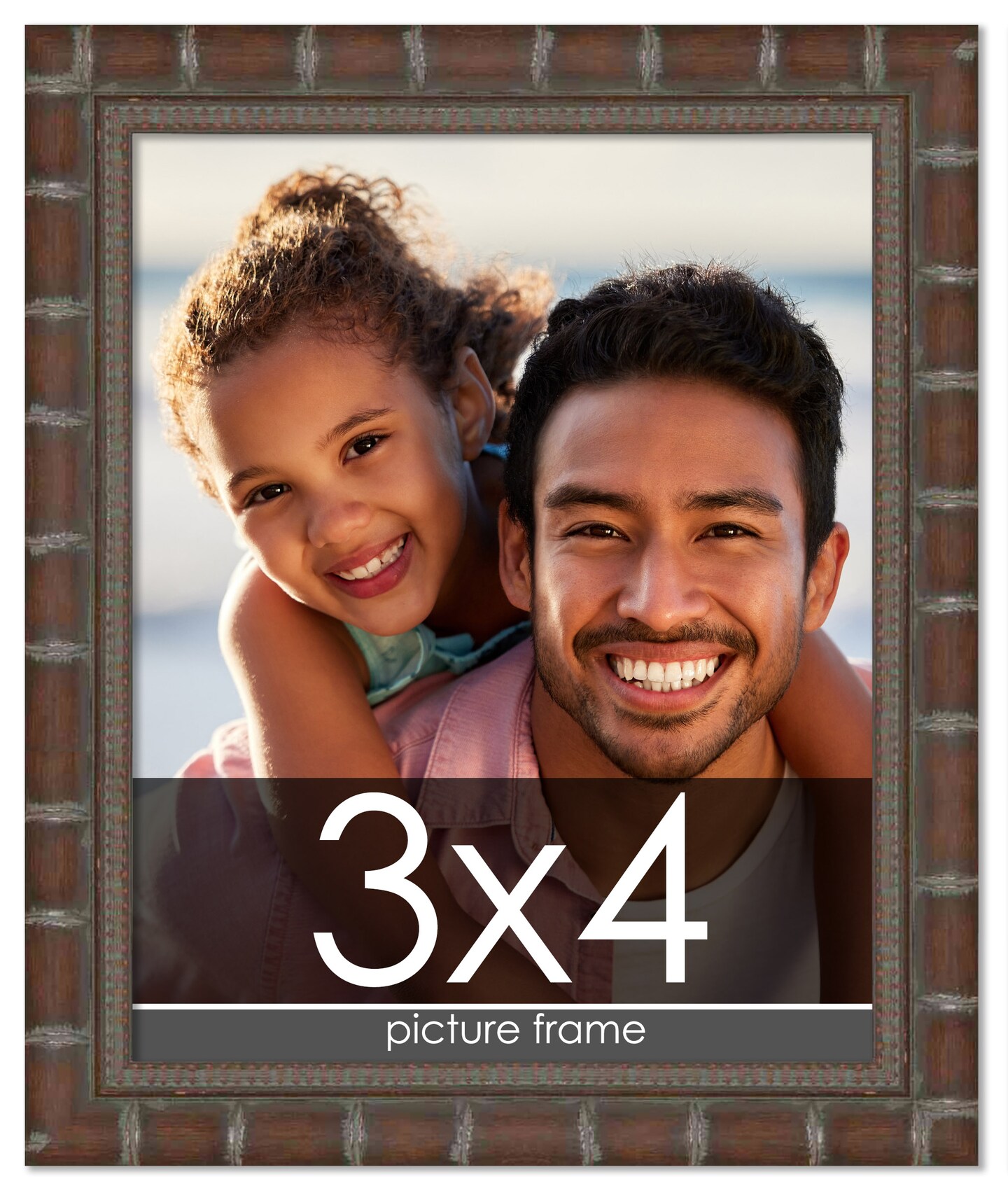 3x4 Brown Modern Bamboo Picture Frame - UV Acrylic, Foam Board Backing, Hanging Hardware