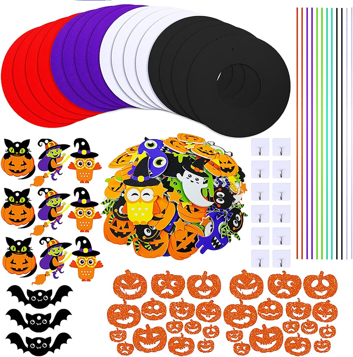 12 Sets Halloween Wreath Decorations Foam Halloween Wreath Signs Craft Kits