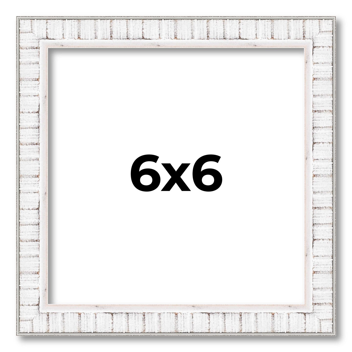 Square Textured White Picture Frame - UV Acrylic, Foam Board Backing, Hanging Hardware