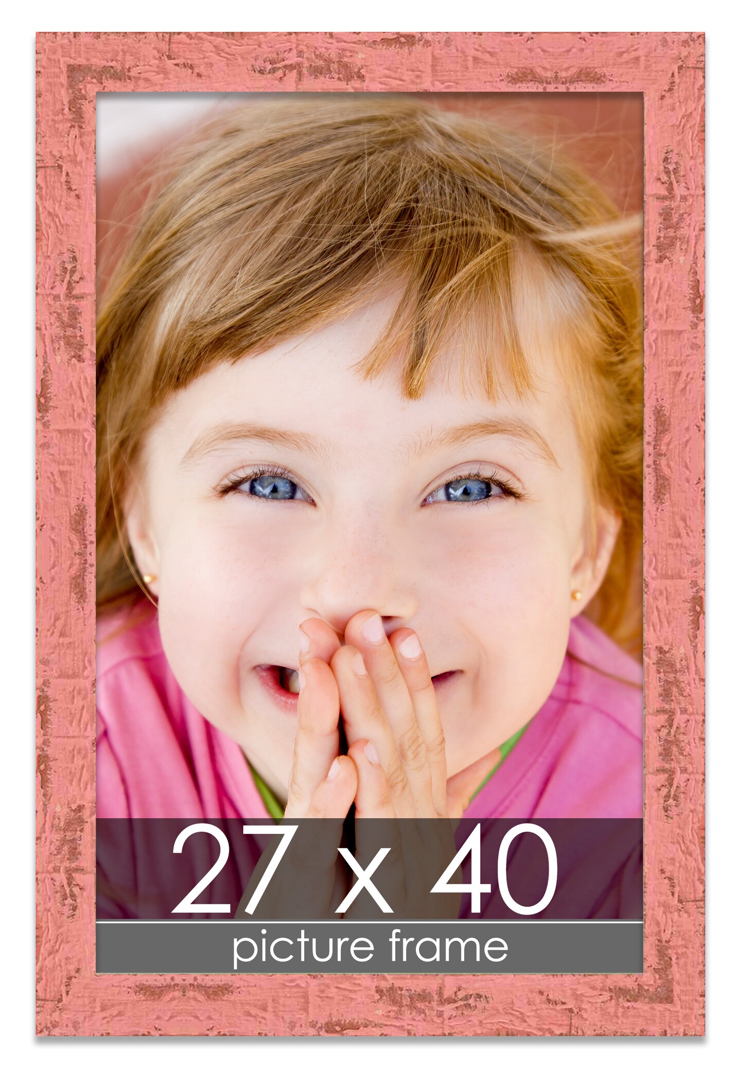 Shabby Chic Pink Picture Frame - UV Acrylic, Foam Board Backing, Hanging Hardware