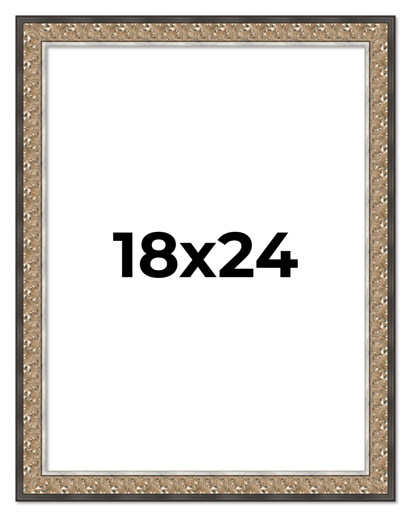 18x24 Ornate Silver Picture Frame - UV Acrylic, Foam Board Backing, Hanging Hardware