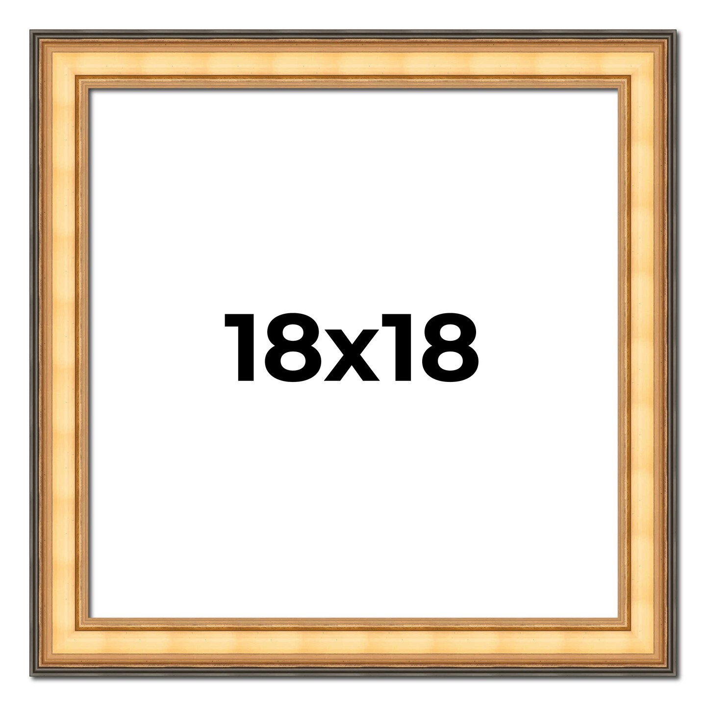 Square Traditional Gold Picture Frame - UV Acrylic, Foam Board Backing, Hanging Hardware