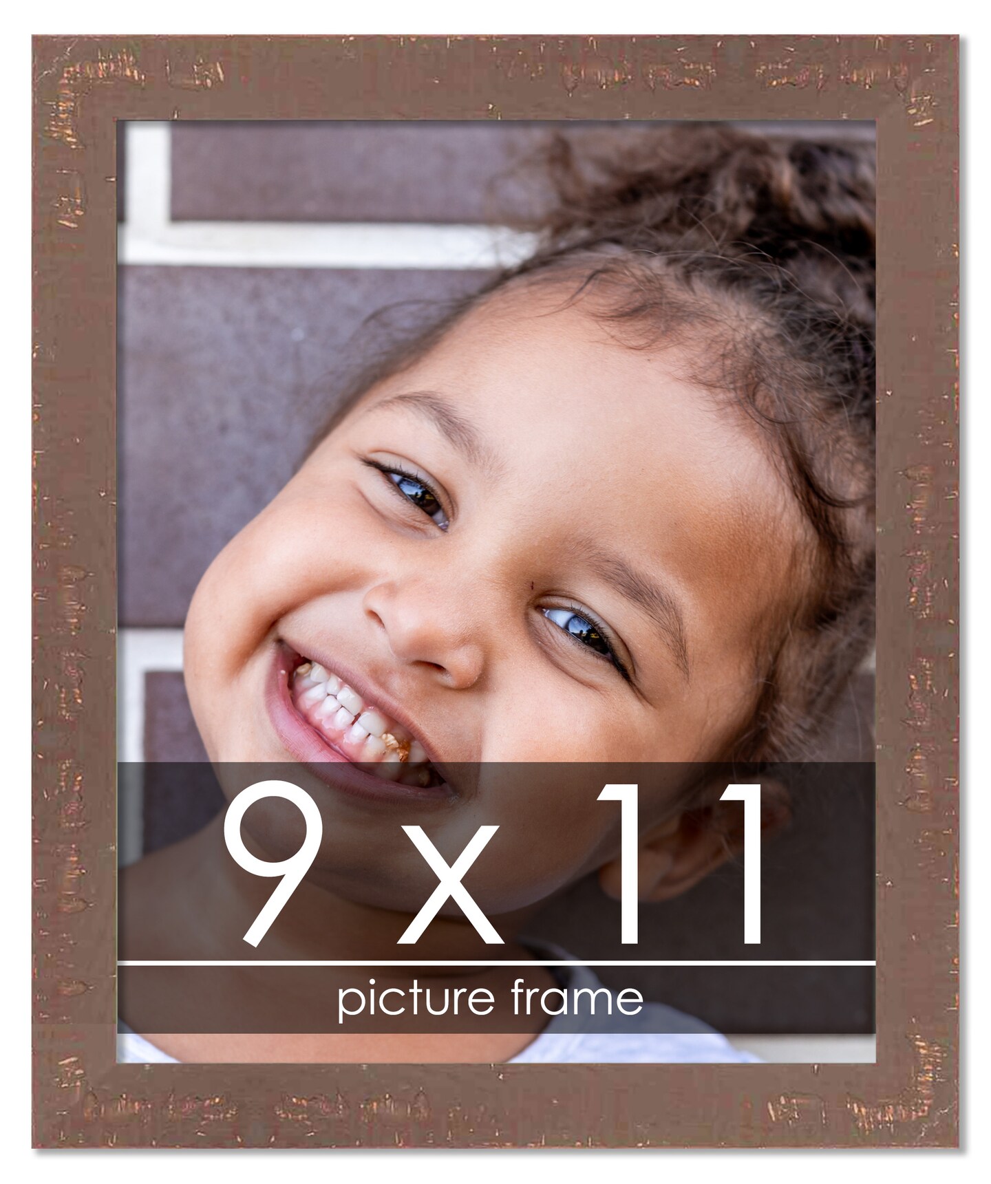 Photo Size Shabby Chic Brown Picture Frame - UV Acrylic, Foam Board Backing, Hanging Hardware