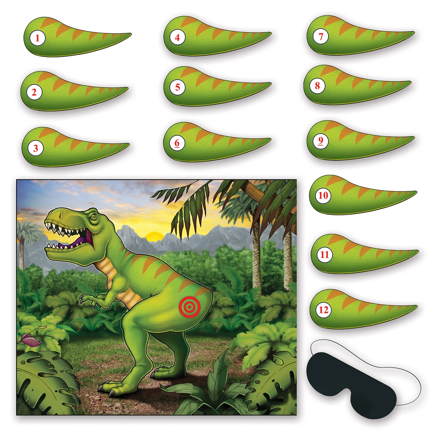 Beistle 18in. x 21½in. Pin The Tail On The Dinosaur Game - 24 Pack