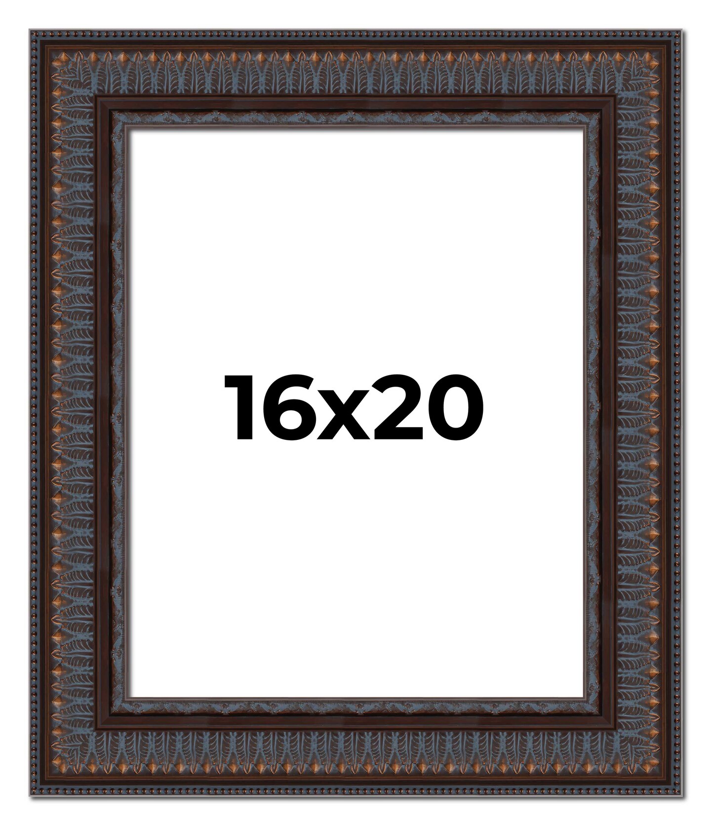 3.5" Wide Ornate Brown Picture Frame - UV Acrylic, Foam Board Backing, Hanging Hardware
