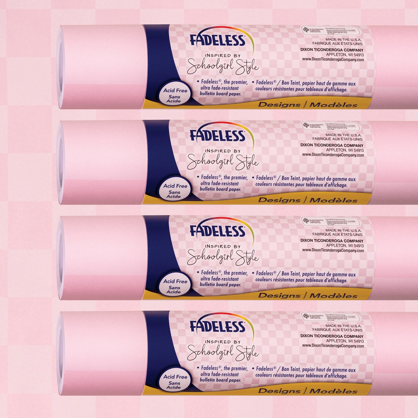 Schoolgirl Style Bulletin Board Paper, 48&#x22; x 12&#x27;, Cake Pop, 4 Rolls