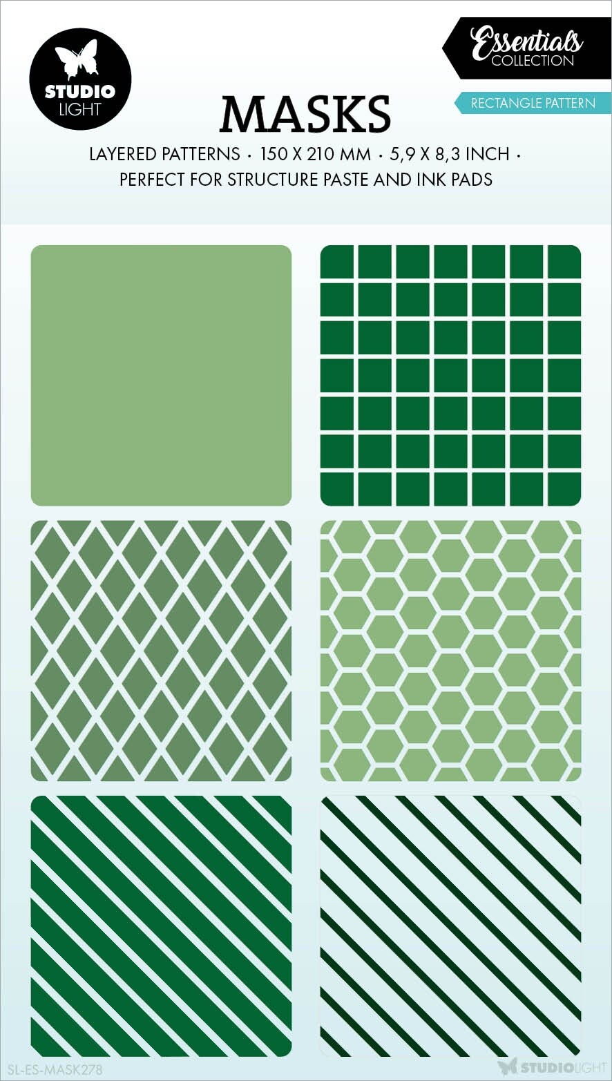 Studio Light Essentials 5.9&#x22;X8.25&#x22; Stencil-Nr. 278, Rectangle Pattern