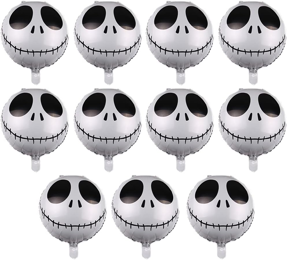 20PCS Halloween Skull Skeletons Foil Balloons Party Decorations Supplies - Happy Halloween Skull Party Decorations for Day of the Dead Party Supplies Decorations