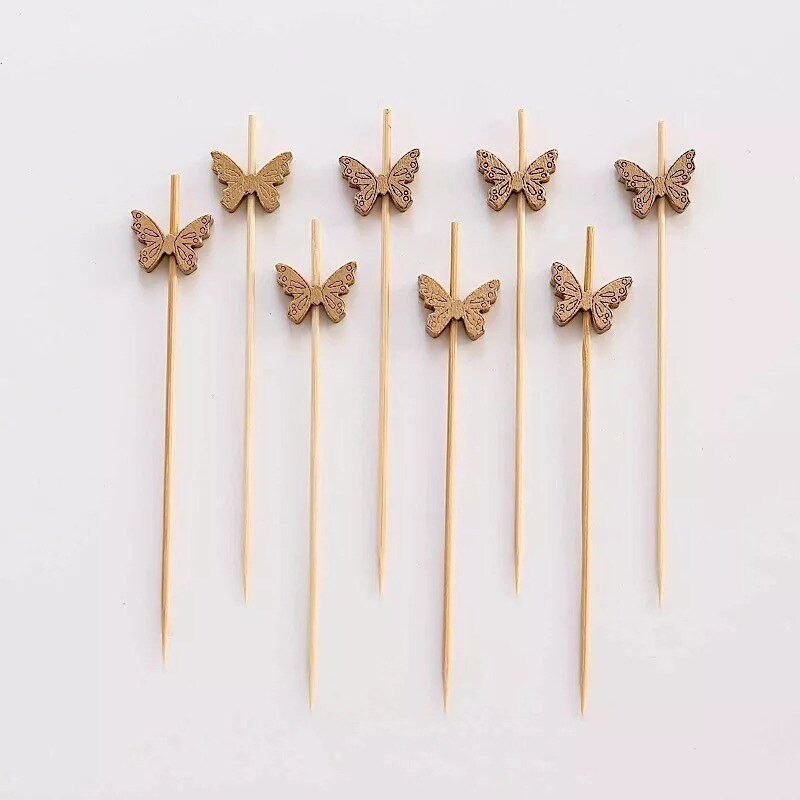 100 Natural Biodegradable Butterfly Cocktail Sticks Party Events Decorations