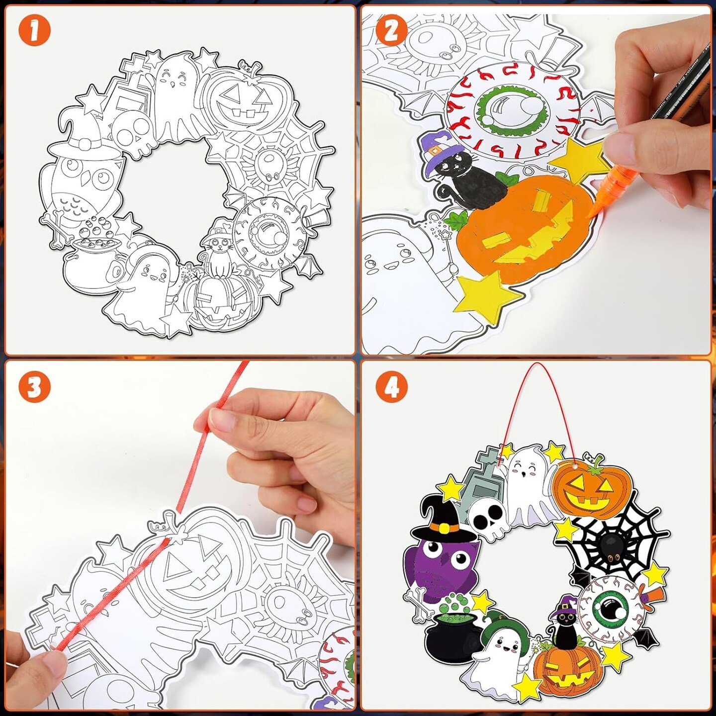 Pumpkin Ghost Witch Hat Craft Kits for Kids Classroom Activity DIY Halloween Arts Crafts for Party Activities Art Ornament Halloween Decoration Supplies