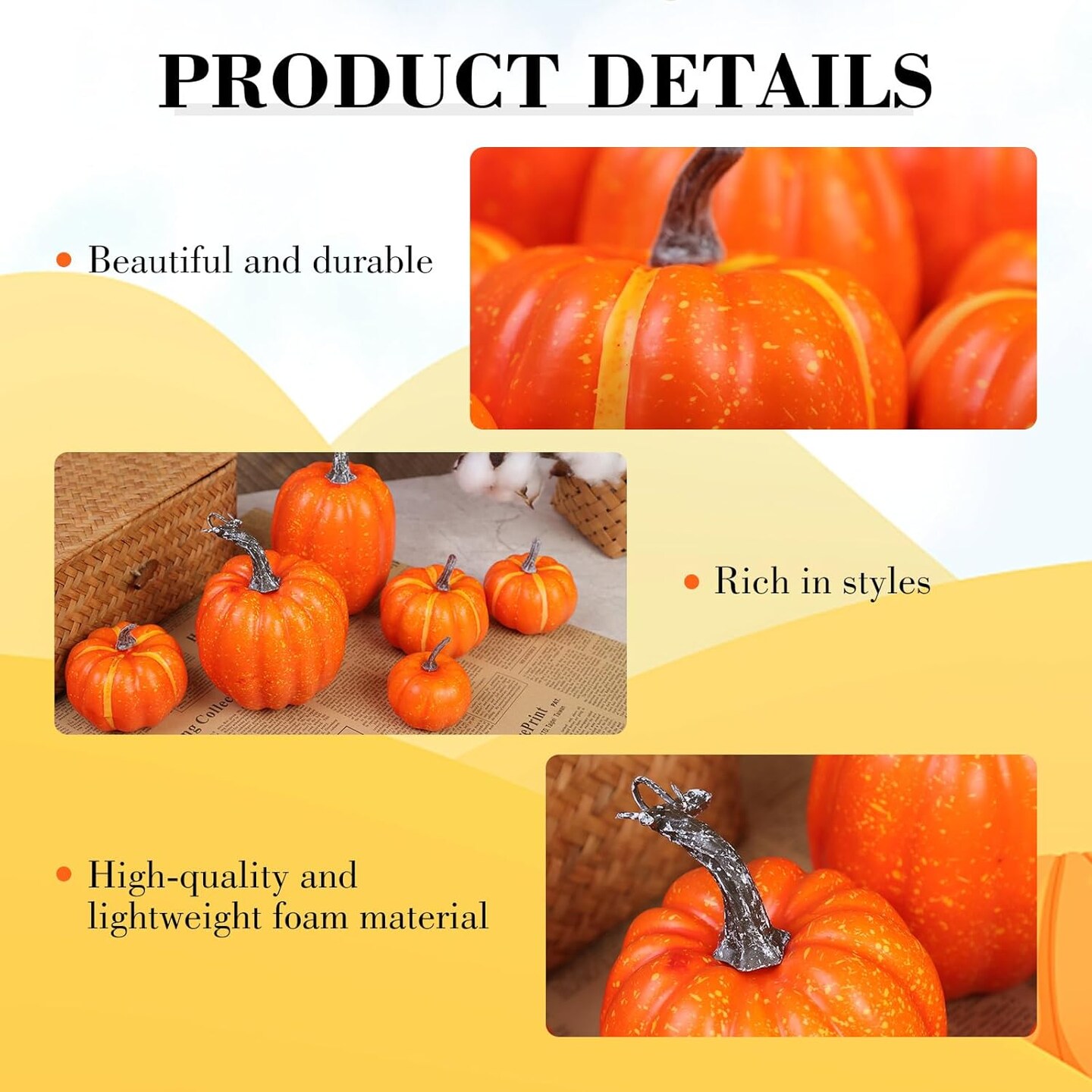 Foam Pumpkins Assorted Sizes Fake Pumpkins Bulk for Decorating Fall Halloween Thanksgiving