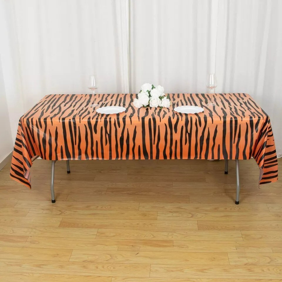 5 Assorted 54&#x22; x 108&#x22; Plastic Tablecloths Animal Safari Designs Party Events