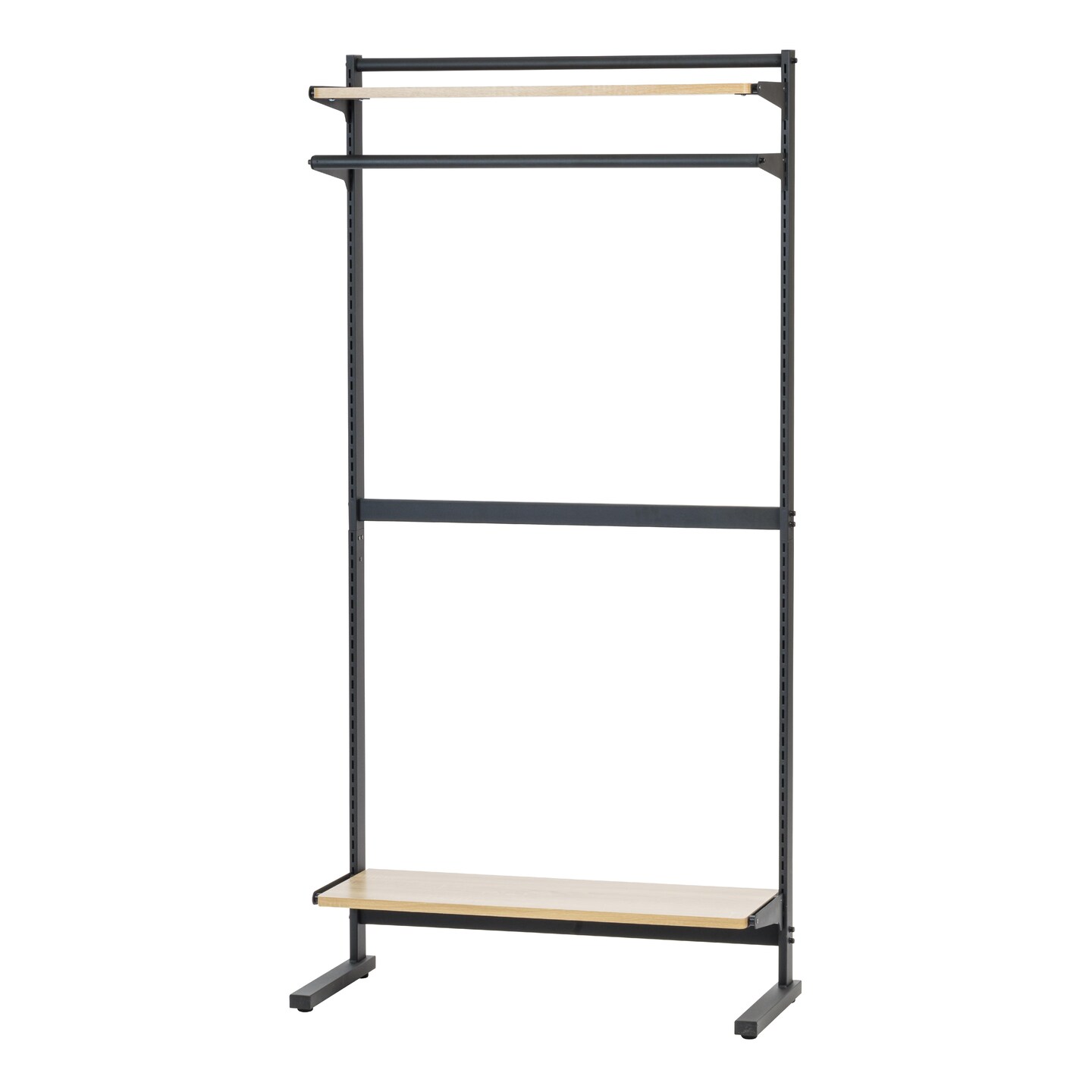 IRIS USA Portable Shelving Unit with 2 Adjustable Shelves and Clothing Rod, for Office, Laundry, Kitchen, Bedroom, Bathroom, and Other Small Rooms